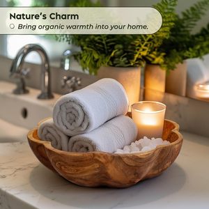 Tazón para Servir Ensaladas y Frutas de Madera Natural Hecho a Mano, Ecológico, con Borde Natural, Minimalista, Apto para Lavavajillas - Product Image 5