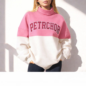 Pull-over en maille à col montant pour femme, manches longues, en tissu éponge, automne-hiver, décontracté, avec logo personnalisé sur le devant - Product Image 1