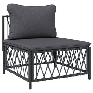 Anthracite Woven Fabric Patio Middle <b>Sofa</b> with <b>Cushions</b> <b>Garden</b> <b>Sofas</b> - Product Image 2