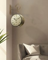 Jam Dinding Mekanik Kayu Coklat CH dengan Jarum Pendulum Gaya Antik Desain Modern Angka Inggris Berdenting untuk Ruang Tamu Rumah