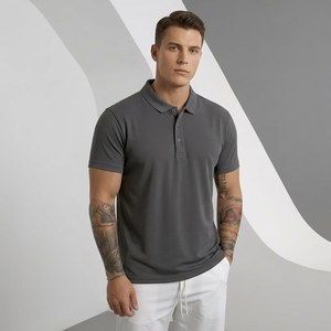 <b>Men's</b> Summer Solid Color Ribbed Short-Sleeve Casual Knit <b>Top</b>-220g Quick-Dry Comfortable & Breathable for Casual and Work Wear - Product Image 3