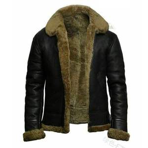 New Fall/Winter Canvas Stand Front <b>Fleece</b>-<b>lined</b> Lapel Loose Winter Casual Genuine Leather Breathable Fashionable Men's <b>Jacket</b> - Product Image 4