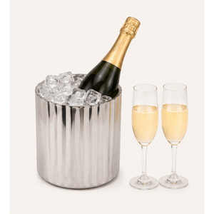 Seau à glace en acier inoxydable à double paroi avec couvercle et pince, seau à glace isolé à nervures pour la maison, le bar et les soirées cocktails - Product Image 4