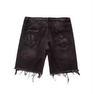 Shorts en jean délavé personnalisé pour homme, style streetwear hip-hop, nouvelle mode, denim épais délavé à l'acide pour homme - Product Image 4