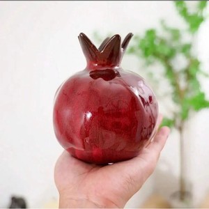 Assured Quality <b>Ceramic</b> Pomegranate <b>Vase</b> Glazed Red Modern Tabletop Decor 4-8 Inches - Product Image 3