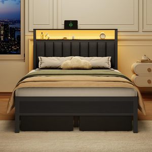 Cadre de lit en métal pleine taille fabriqué au Vietnam, design noir moderne, mobilier intelligent pour la maison, vente en gros OEM/ODM personnalisée - Product Image 4