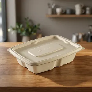 Top Selling Premium 500ml <b>Pulp</b> Moulded Rectangle Food Container Compostable Eco Friendly Disposable Takeaway Box Modern Luxury - Product Image 5
