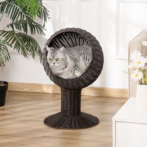 27 \ "letto di gatto sopraelevato girevole uovo sedia Pod con cuscino spesso tappeto naturale erba tessuto caffè Premium Pet letti - Product Image 2