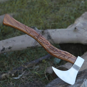 Hache à barbe professionnelle pour l'extérieur et la chasse avec manche en bois, design personnalisable, outil de coupe de haute qualité pour le travail du bois - Product Image 4