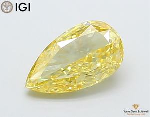 เพชร CVD สีเหลืองแฟนซี ความใส VS1 รูปทรงลูกแพร์ 1.00 กะรัต พร้อมใบรับรอง IGI สำหรับเครื่องประดับดีไซเนอร์ - Product Image 1