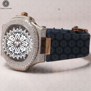 Charm_Jewels Luxury Stainless Steel Tonneau <b>Watch</b> 42mm Analog Sapphire Crystal <b>Diamond</b> Bezel Leather Band Quartz Movement - Product Image 4