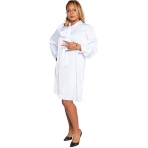 Robe de soirée élégante blanche avec nœud papillon pour femme, sans manches, chic, avec détail nœud, idéale pour cocktail, invitées de mariage et soirées. - Product Image 1