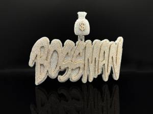 Pendentif personnalisé Iced Diamond Royal Falcon Bossman, plaqué rhodium/argent imitation, breloque thématique, bijou Hip Hop pour homme - Product Image 3