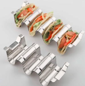 Silver Polished Stainless Steel Taco Holder with Smooth Finish Perfect for Home and Garden Taco Food Stand <b>Racks</b> - Product Image 3