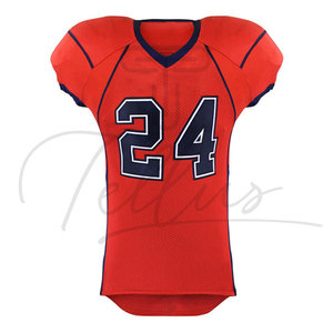 American Football Uniform Set Red Mesh Jersey With Number 24 V-Neck Short Sleeve Pants <b>Buckle</b> Closure Moisture Wicking Adult Men - Product Image 6