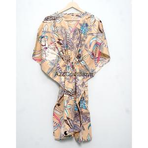 Caftán Corto Estampado Indio 100% Algodón, Ropa Casual de Verano para Mujer, Caftán Étnico con Estampado de Bloques - Product Image 6