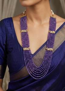 Brass <b>Silver</b> Plated Pearl <b>Necklace</b> and Earring <b>Set</b> for Women & Girls Traditional Layered Rani Haar Handmade Wedding Jewelry - Product Image 2