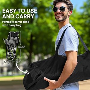 Sedia da Campeggio Pieghevole Portatile Grigia per Adulti con Portabicchieri e Borsa per il Trasporto, con Seduta Imbottita e Tasche Laterali - Product Image 5