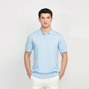 Camisas de Hombre Ecológicas de Punto, Ligeras, Ajustadas, de Manga Corta, con Dobladillo Acanalado y Botones, Logotipo Personalizado, Nueva Colección de Verano, Coloridas, de Algodón - Product Image 1