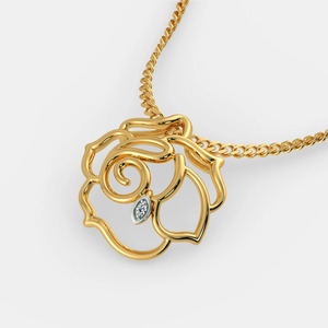 Collar con Colgante de Flor de Rosa en Oro Amarillo con Diamante Cultivado en Laboratorio - Product Image 5