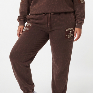 Ensemble de survêtement épais personnalisé avec impression en relief, sweats et pantalons de jogging délavés de qualité supérieure, style vintage pour l'hiver - Product Image 5