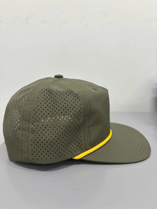High Quality Custom Sports Hat 5 Panel Snapback <b>Waterproof</b> Lightweight Nylon <b>Cap</b> with Laser Cut Perforated Mesh Back Outdoor Hat - Product Image 3
