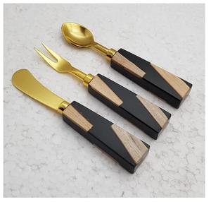 Juego de Cubiertos de Madera Natural con Mango de Madera, Cuchara, Tenedor y Cuchillo, Estilo Moderno, Acabado Espejo, Juego de Cubiertos Occidentales de 3 Piezas - Product Image 4
