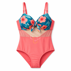 Traje de Baño Elegante de Una Pieza para Mujer, Diseño Floral Tropical, Transpirable, Ligero, de Secado Rápido, con Logotipo Personalizado OEM - Product Image 1