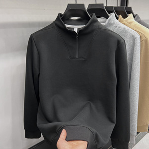 Spring Men's High-end Casual Solid Color <b>Top</b> 14 Zipper <b>Long</b> <b>Sleeved</b> Men's Hoodie New Loose Mock Neck Hoodie Sweatshirts - Product Image 2