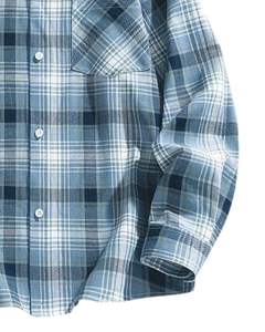 Chemise décontractée à carreaux bleu clair pour homme, en coton et polyester, manches longues, boutonnée, pour la vente en gros, l'OEM et l'exportation. - Product Image 6