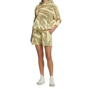 Custom Women Oversized Hoodie Yellow Tiger Tie Dye Cotton French Terry Pullover Sweatshirt <b>Button</b> Neck OEM Wholesale - Product Image 2
