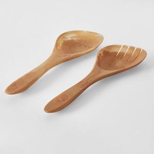 Juego de Cuchara y Tenedor para Servir Ensaladas con Acabado Natural Beige y Mangos Lisos para Cocina, Restaurante y Mesa de Comedor - Product Image 1