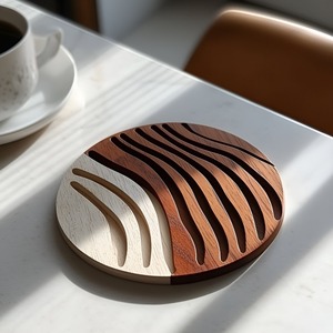 Sous-verre de luxe en bois pour table, tasse à café, bar, maison – Sous-verre créatif en bois à emboîtement - Product Image 2