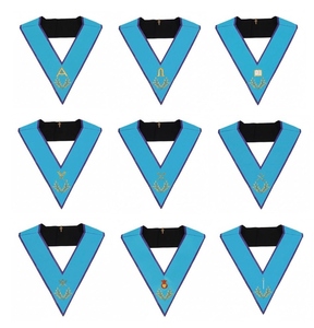 Ensemble de 9 colliers de maître de loge Moire avec broderies, Régalia maçonnique haut de gamme, OEM ODM Vente en gros, Memphis Misraim - Product Image 5