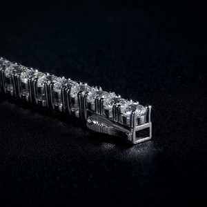 Bijoux Hip Hop de luxe, plaqué or blanc, argent sterling 925, diamant Moissanite VVS, bracelet chaîne tennis serti de diamants pour hommes et femmes - Product Image 4