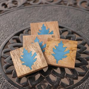 Luxury Handmade <b>Square</b> Mango Wood Resin Coaster <b>Set</b> for Tea Cup Coffee Mug Glass Coasters 300mm Diameter Dining Table Home Decor - Product Image 1
