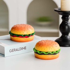 Cendrier moderne de style burger avec couvercle rabattable, fente pour cigarettes, facile à nettoyer, en résine durable, logo personnalisé, couleur OEM, portable, rond - Product Image 3