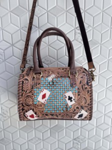 New Handmade Custom Hand Tooled Carving Leather Speedy Handbag Gypsy Boho Western Pattern Stylish Women Shoulder <b>Sling</b> <b>Bag</b> - Product Image 3