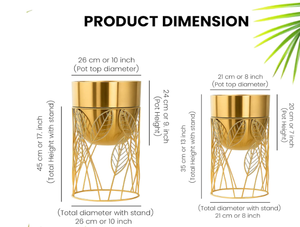 Pots en métal pour plantes d'intérieur avec support, jardinières décoratives pour la décoration de la maison, pots à fleurs modernes pour le salon, la pelouse et le jardin - Product Image 4