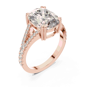 แหวนหมั้นเพชรทรงคุชชั่น 5 กะรัต เพชรเลี้ยงในห้องปฏิบัติการ ทองคำแท้ 18K น้ำหนักรวม 0.32 กะรัต ทรงกลม ประดับเพชรแบบ Pave ดีไซน์แหวนแยกส่วน แหวนหรูหราโดดเด่น - Product Image 6