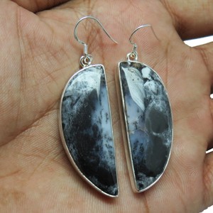 Pendientes de Plata de Ley con Ópalo Dendrítico, Estilo Bohemio, de Fresh Island Shri Ashapura Jewels, Joyería Fina de Plata - Product Image 4