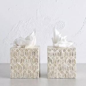 Caja de pañuelos cuadrada elegante para madre de perla, cubierta de concha de perlas, mosaico decorativo, caja de soporte de pañuelos, venta al por mayor - Product Image 3