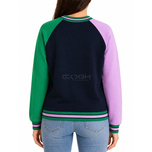 เสื้อสเวตเชิ้ตคอวีสีม่วงเขียว แขนยาว แบรนด์ Cosh International Sisterhood Sorority รุ่น Color Block แบบลำลอง ถักทออย่างอบอุ่น - Product Image 3