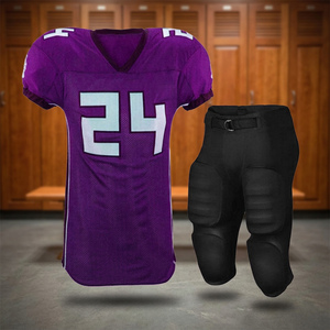 Custom Purple And White American Football Jersey Paired With Black <b>Padded</b> <b>Pants</b>. - Product Image 2
