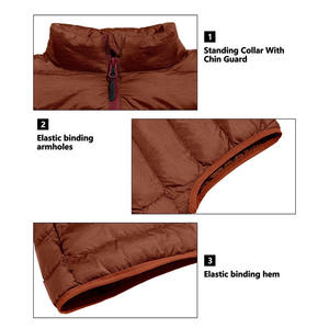 Men's <b>Brown</b> Quilted <b>Vest</b> Stand Collar Zipper Closure Windproof Casual Outerwear Autumn Wear - Product Image 4