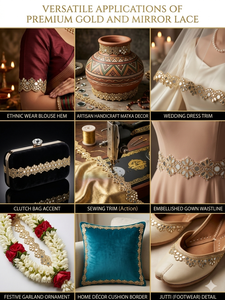 Luxury Fancy Traditional Embroidery Cording Indian Shisha Mirror Zari Work Handmade Sexy 100% Polyester Organza Decorative <b>Lace</b> - Product Image 3