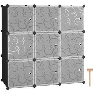 Organizzatore per Armadio a 9 Cubi Bianco e Nero, Scaffali Fai-da-Te con Ante, Contenitori Cubici per Stoccaggio di YS - Product Image 4
