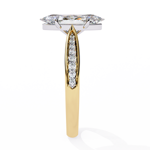 Bague de fiançailles en diamant de laboratoire taille marquise 1,25 ct, en vermeil d'or 18 carats, avec pavé et pont, pour femme, luxe - Product Image 6