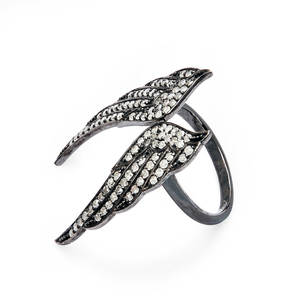 Bague REYES en argent sterling 925 avec diamant naturel, motif aile d'ange, design unique, bijoux de cocktail pour femme, vente en gros - Product Image 2