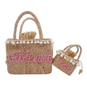 Mommy and Me Water Hyacinth Bag Set: Personalized <b>Mother</b> <b>Daughter</b> <b>Gift</b> - Product Image 3